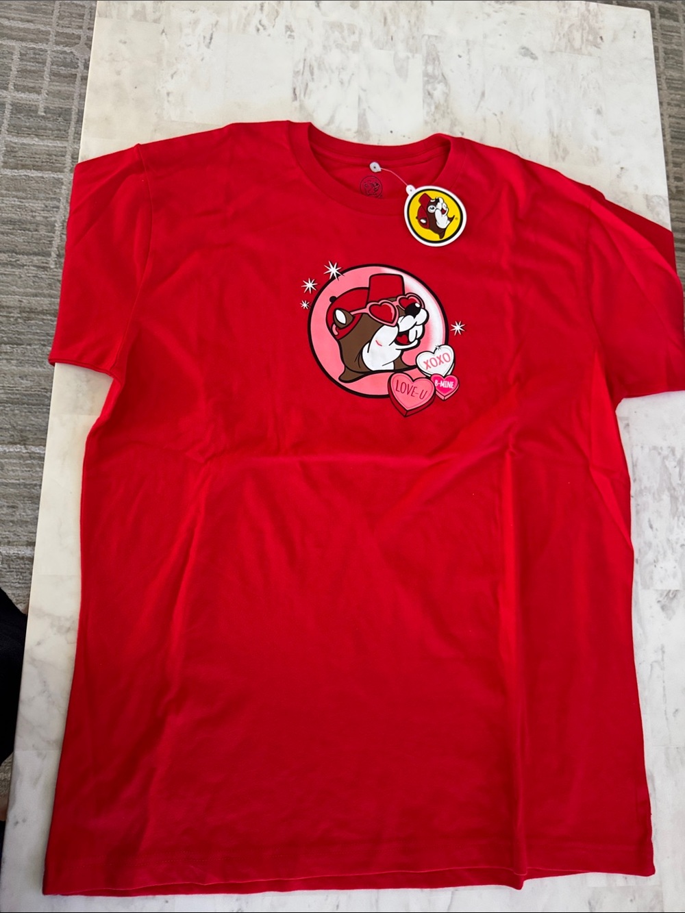 Bucee’s Red Graphic T-Shirt - Valentine Beaver Design